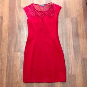 Red Sweetheart Neck Dress - Size S